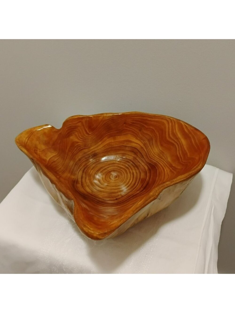 Hand-Carved Wooden Decorative Bowl With Unique Natural Grain Pattern Organic